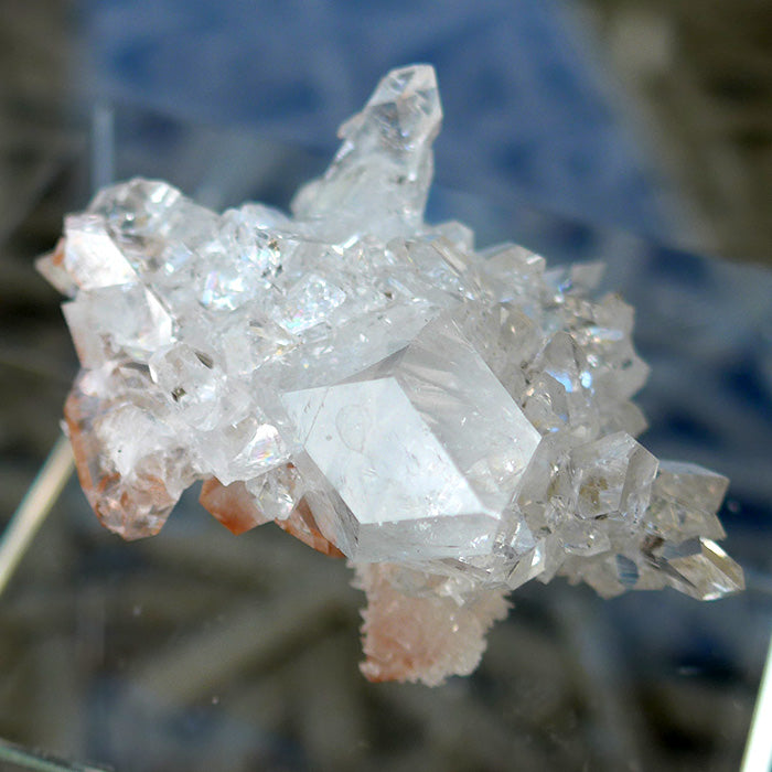 Gem Apophyllite Cluster with Big Pyramid and Rainbows