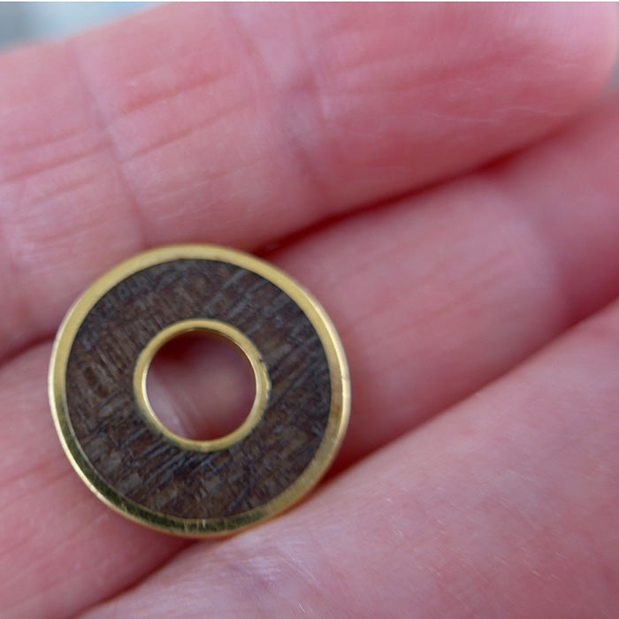 Gibeon Meteorite Donut Pendant in Gold Setting