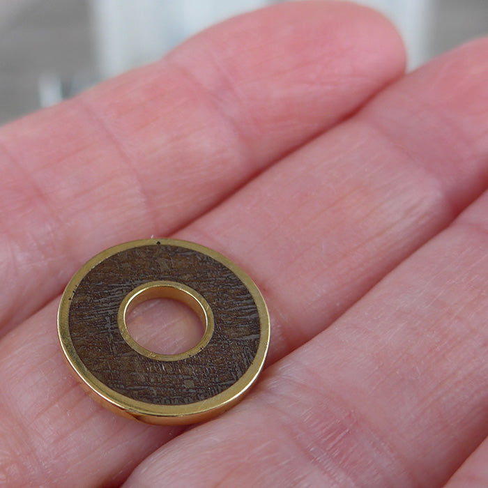 Gibeon Meteorite Donut Pendant in Gold Setting