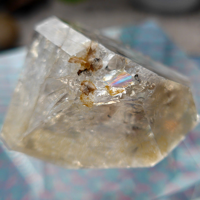 Golden Glow Clear Herkimer Diamond with Rainbow