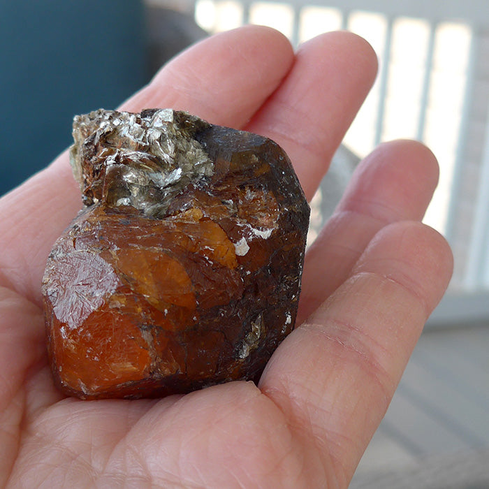 Giant Orange Spessartine Garnet with Braunite on Matrix