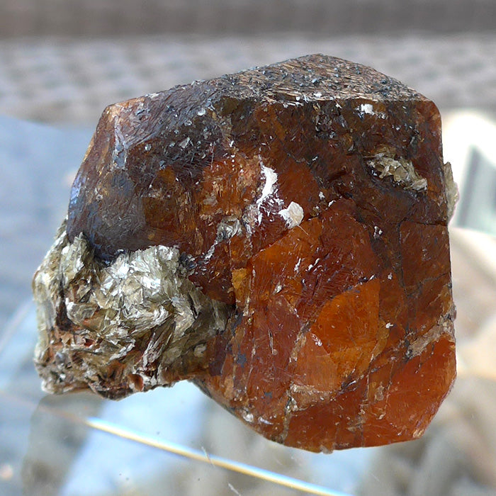 Giant Orange Spessartine Garnet with Braunite on Matrix