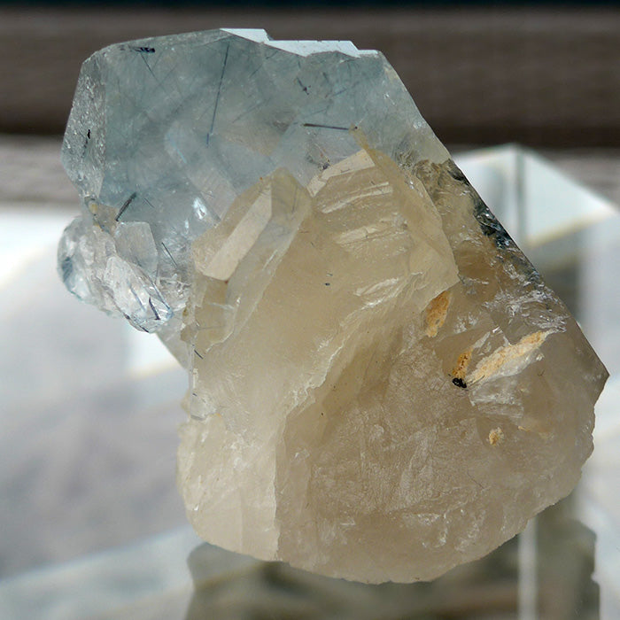 Small Indigo Quartz Elestial Cluster on Citrine Base
