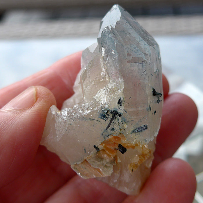 Small Indigo Quartz Elestial Cluster on Citrine Base