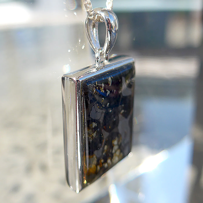 Large Rectangular Pallasite Pendant