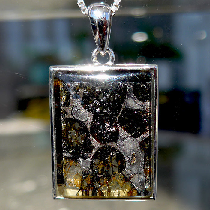 Large Rectangular Pallasite Pendant