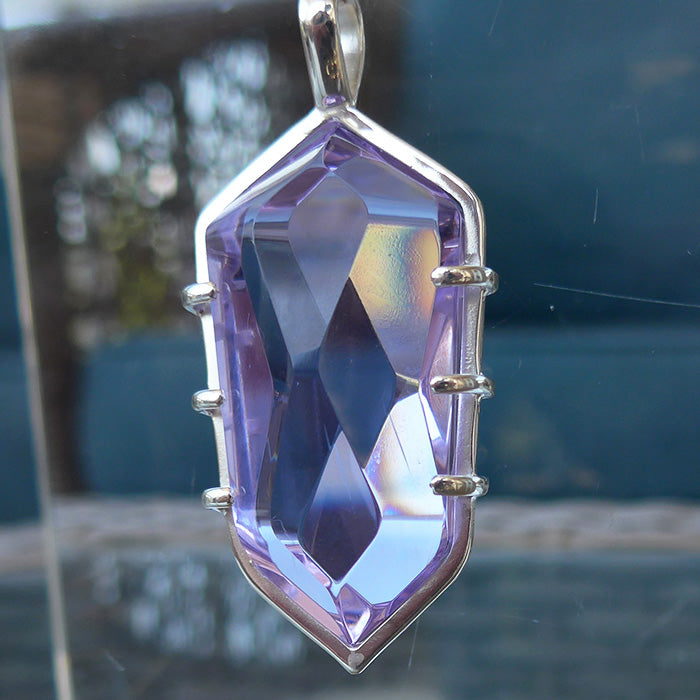 Trichroic Lavender Quartz Infinite Energy Pendant Wand by Kings Amao