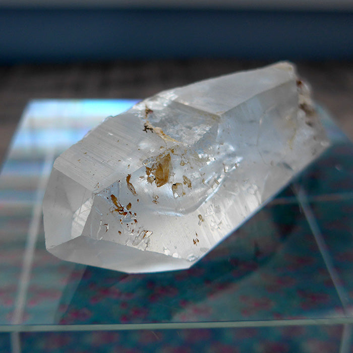 Clear Lemurian Channeling Wand with Mirrors and Temple Markings