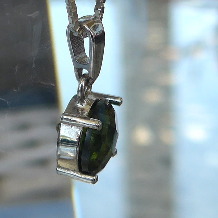 Round Moldavite Gemstone Pendant