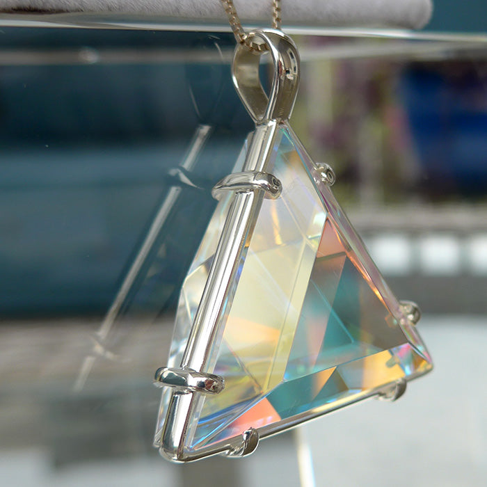 Super Size Clear Quartz Star of David with Magenta Dichroic Glass by Kings Amao