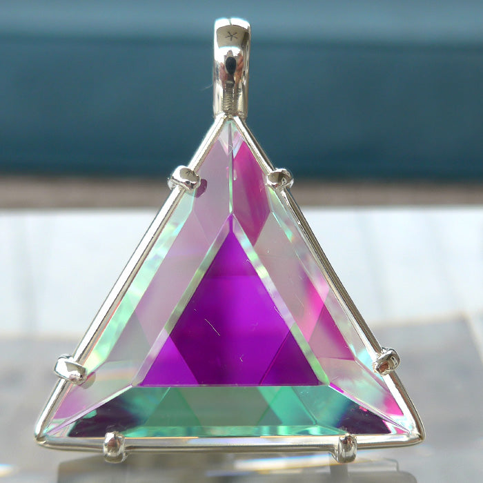 Super Size Clear Quartz Star of David with Magenta Dichroic Glass by Kings Amao