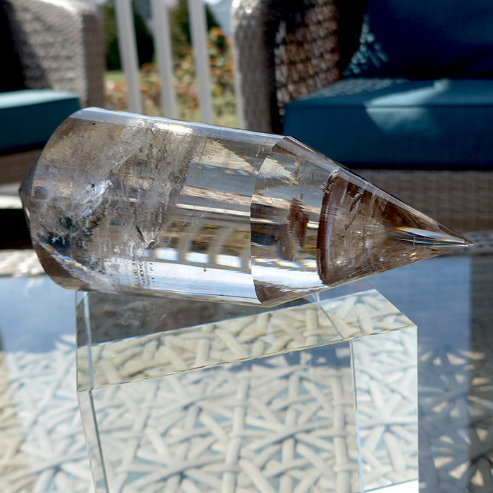 COLLECTOR'S ITEM: Fat Golden Rutile Quartz 144 Facet Vogel Wand by Ray Pinto