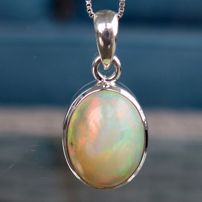 Flashy Oval Ethiopian Opal Pendant