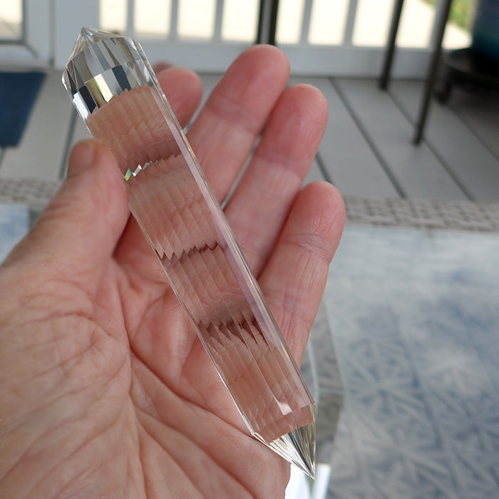 24 Sided Pale Himalayan Citrine Vogel Wand with Blue Rutile Cloud by David Zhuang