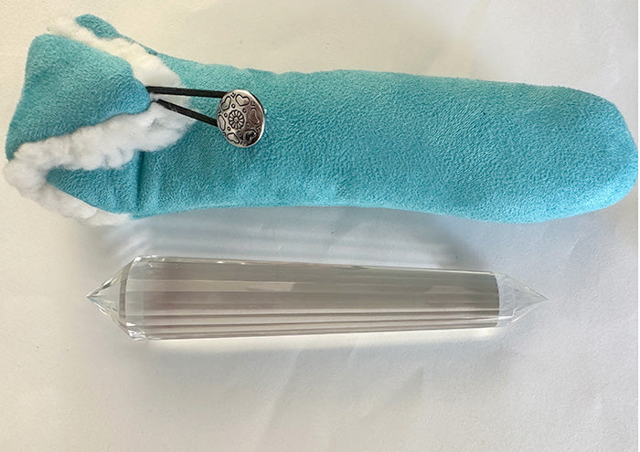 24 Sided Pale Himalayan Citrine Vogel Wand with Blue Rutile Cloud by David Zhuang