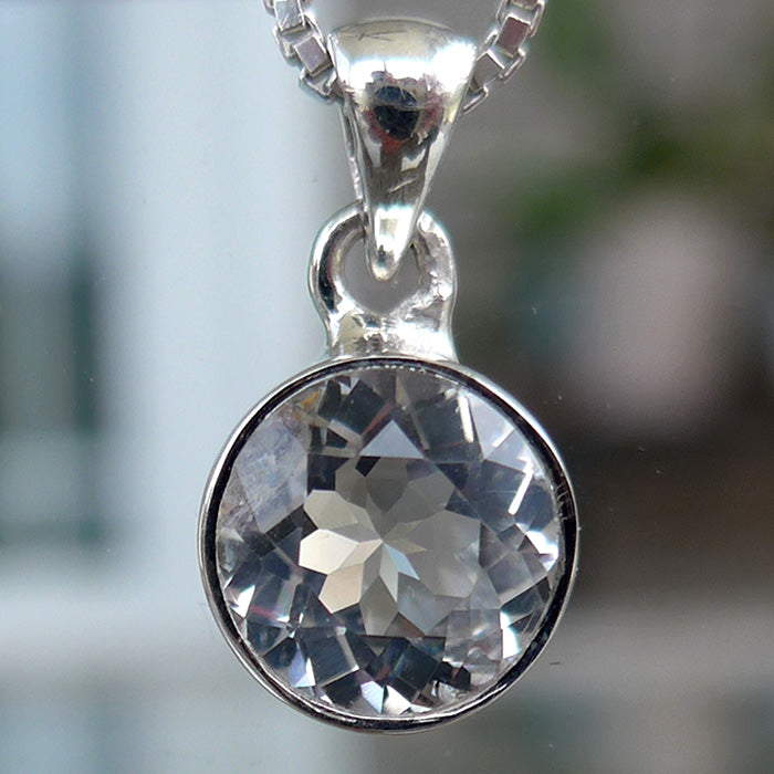 Petite Phenacite Round Gemstone Pendant