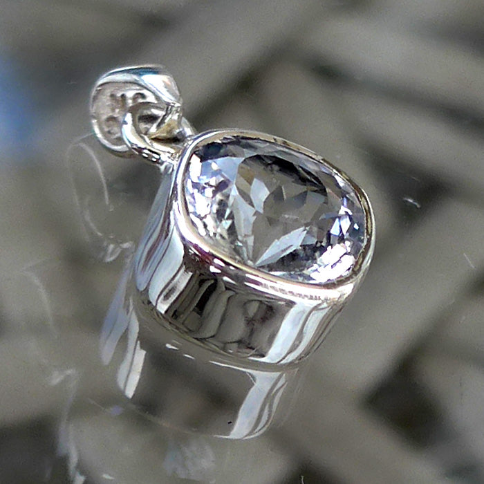 Gemstone Phenacite Squared Round Petite Pendant