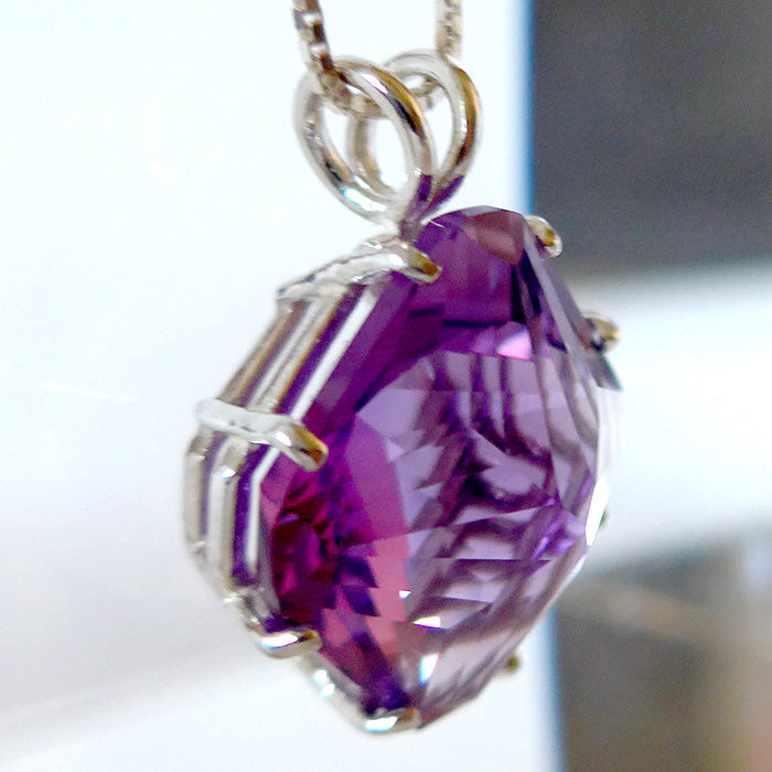 Amethyst Rose de France Large Magician Stone Pendant Basket Setting