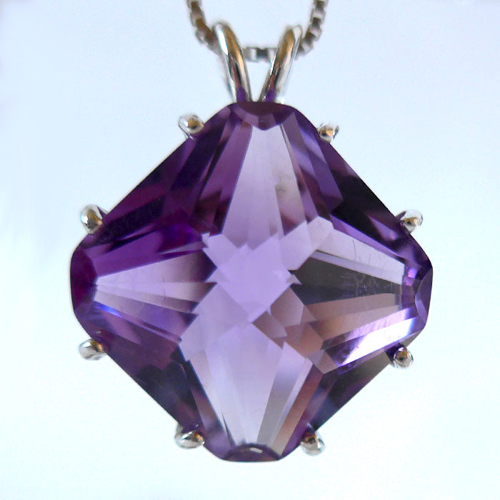 Large Rose de France Amethyst Magician Stone Pendant - Basket Setting