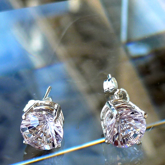 Amethyst Rose de France Luminous 8 mm Super Nova Stud Earrings