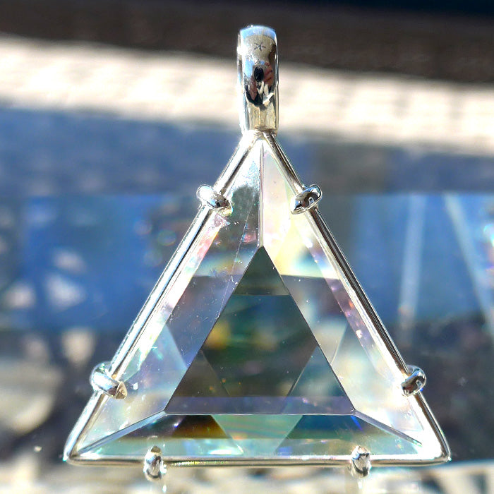 Super Size Clear Quartz Star of David with Rainbow Cloud Dichroic Glass by Kings Amao