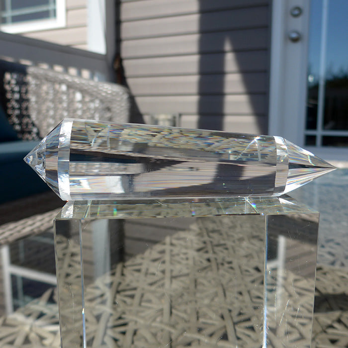 COLLECTOR'S ITEM: Slender 6 Flower Petal 144 Facet Vogel Phi Crystal Healing Wand by Ray Pinto