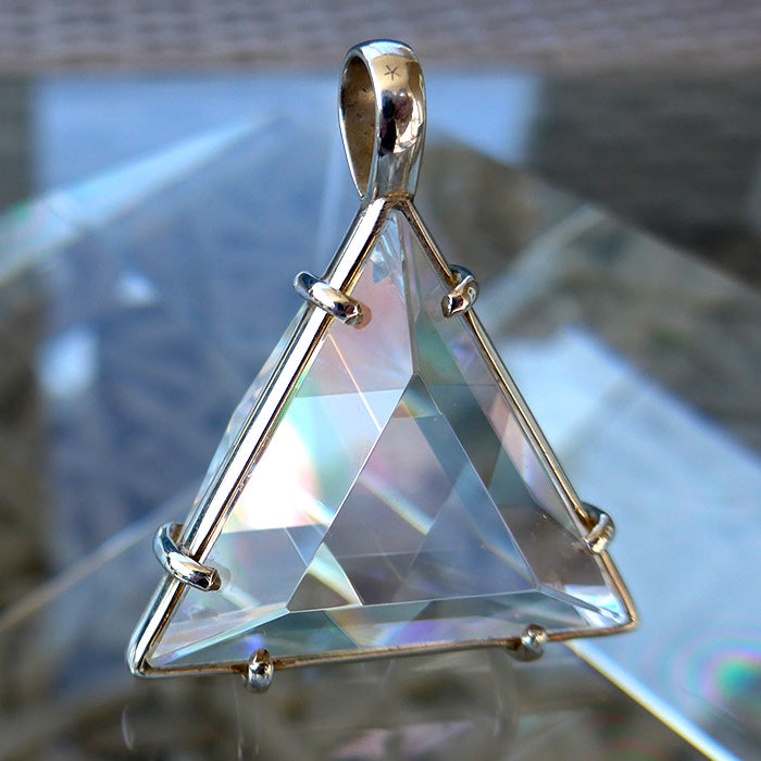 Super Size Clear Lemurian Quartz Star of David with Rainbow Cloud Dichroic Glass by Kings Amao