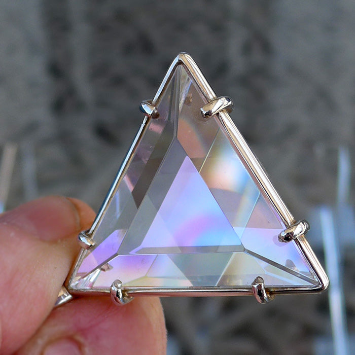 Super Size Clear Lemurian Quartz Star of David with Rainbow Cloud Dichroic Glass by Kings Amao