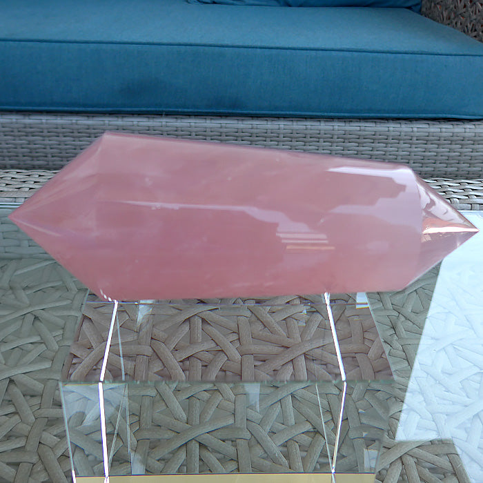 Giant 48 Sided Natural Rose Quartz Vogel Wand by David Zhuang
