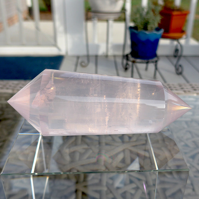 Luminous 48 Facet Rose Quartz Vogel Wand by David Zhuang