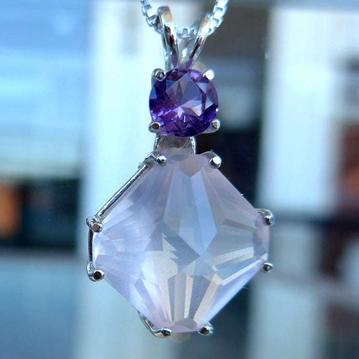 Rose Quartz Magician Stone with Amethyst Crown