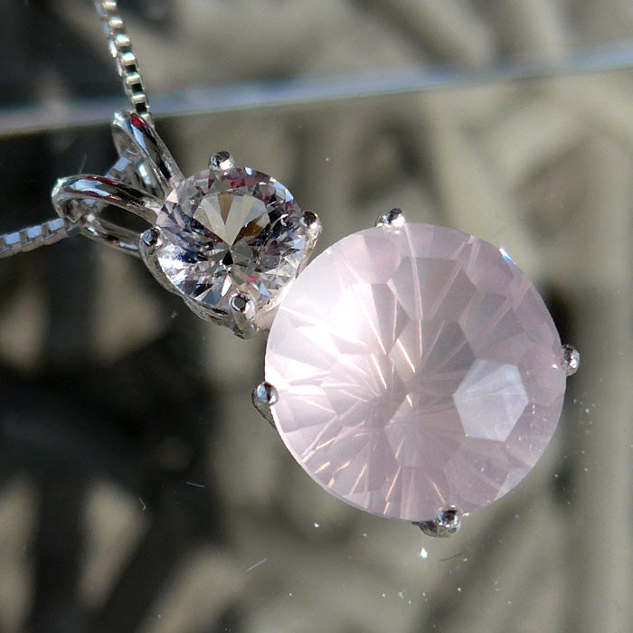 Rose Quartz 12 mm Super Nova pendant with Sparkling Danburite