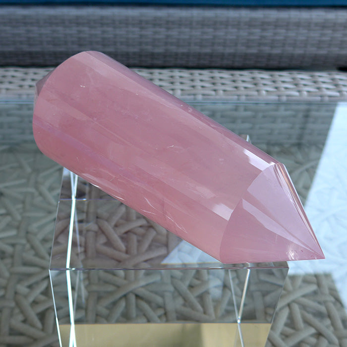 Giant 48 Sided Natural Rose Quartz Vogel Wand by David Zhuang