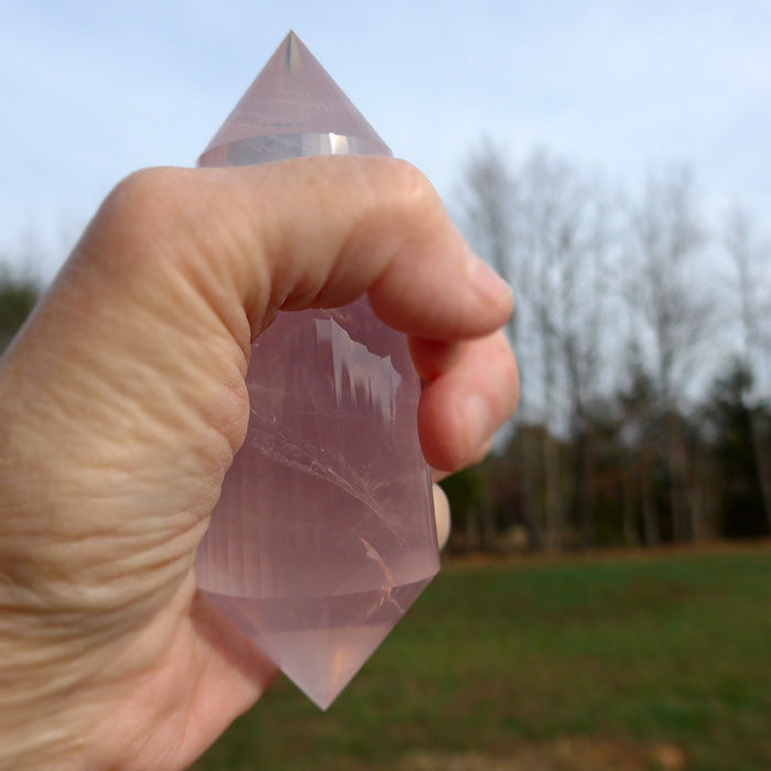 Luminous 48 Facet Rose Quartz Vogel Wand by David Zhuang