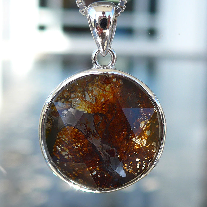 Round Pallasite Star of David Pendant