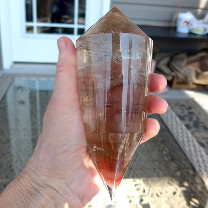 COLLECTOR'S ITEM: Fat Golden Rutile Quartz 144 Facet Vogel Wand by Ray Pinto