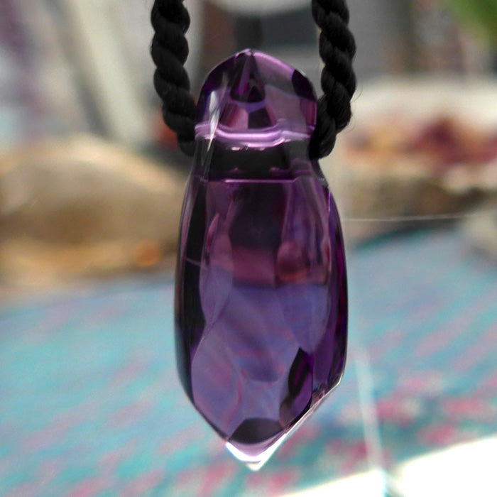 Red Violet Rwandan Amethyst Art Deco Arrowhead Pendant by Lawrence Stoller