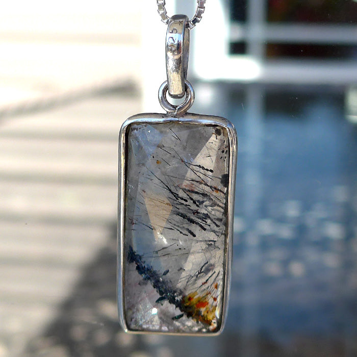 Faceted Espíritu Santo Rutilated Amethyst Pendant