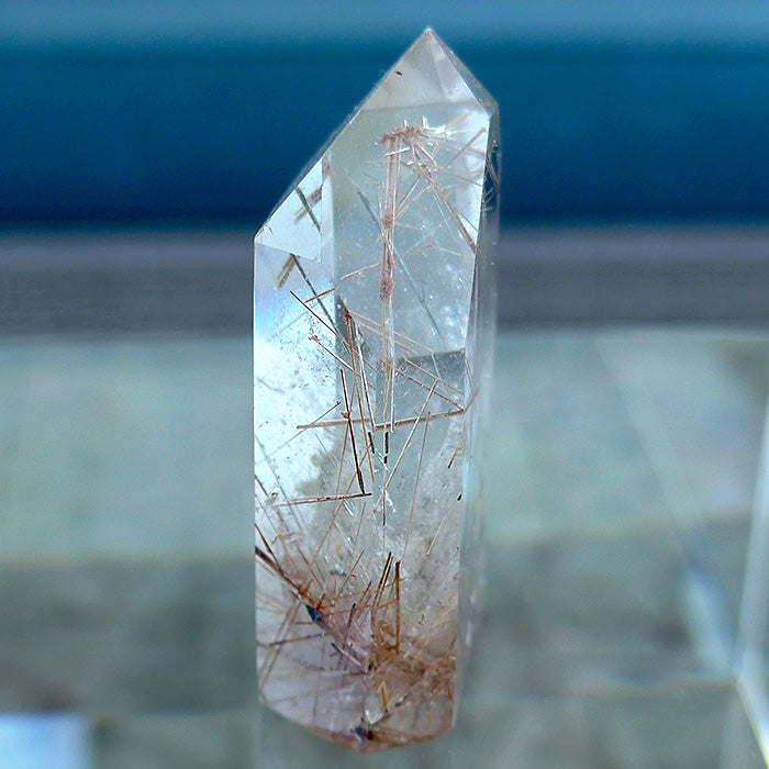 Clear Quartz Rutile Starburst Point with Chlorite