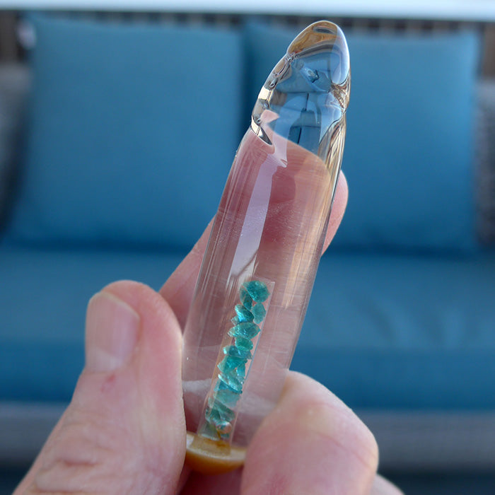 Phantom Quartz Sunstone Capped Paraiba Tourmaline Gemstone Energy Wand by Brian Cook