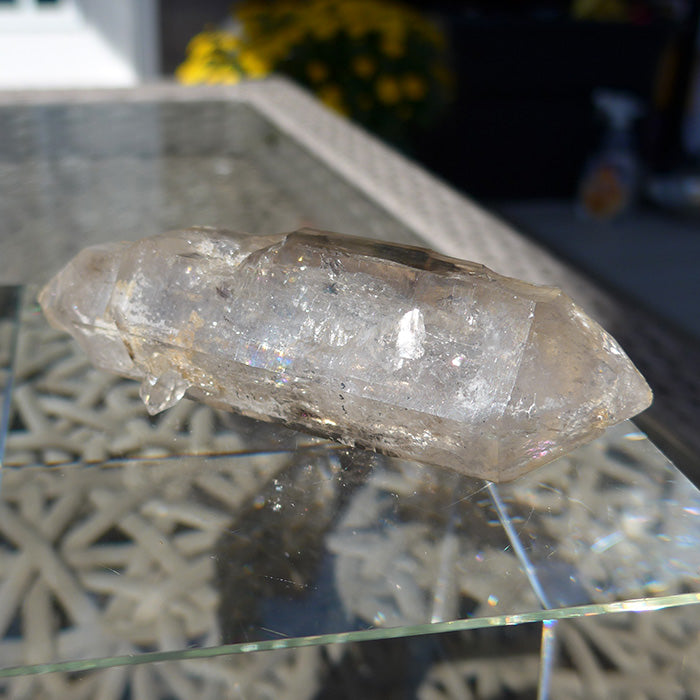 Fat Tibetan Quartz Rainbow DT Scepter with Bridge Crystal