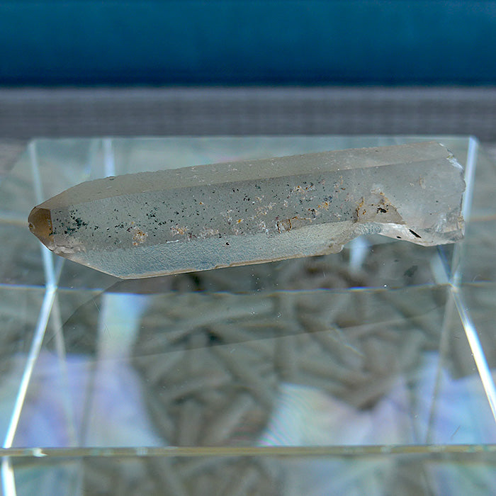 Unpolished Diamond Pane Shadow Lemurian Laser Wand with Anatase