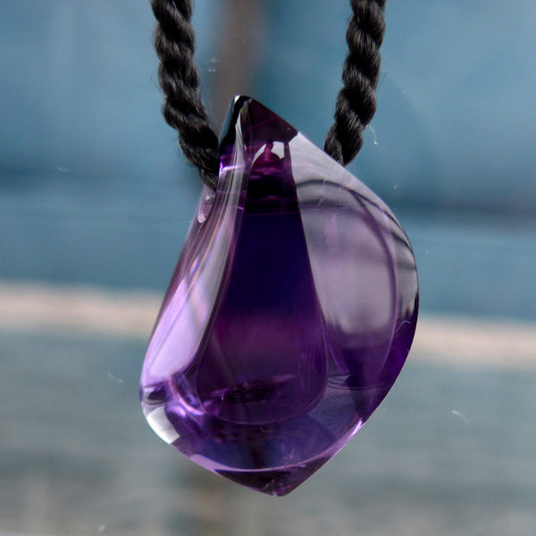 Red Violet Rwandan Amethyst Flame Pendant by Lawrence Stoller