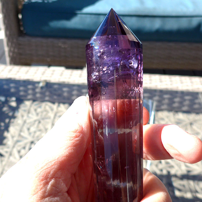 Long Slender 24 Facet Bolivian Ametrine Vogel Wand by David Zhuang