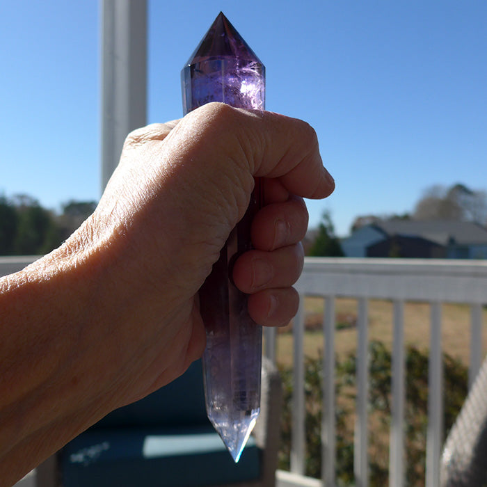 Long Slender 24 Facet Bolivian Ametrine Vogel Wand by David Zhuang