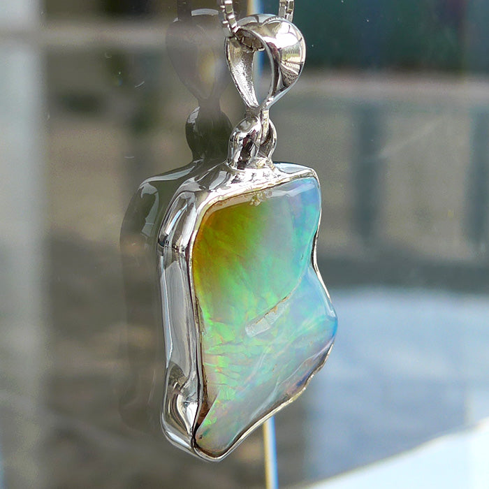 Brilliant Blue Green Orange Opal Pendant