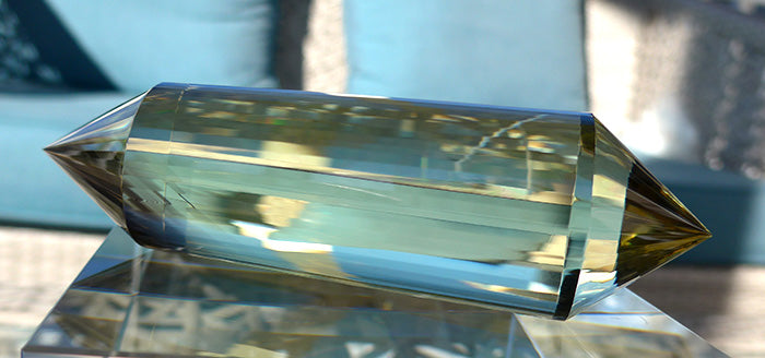 2X PRICE PLUNGE: Jumbo 48 Sided Phantom Citrine Vogel Wand by David Zhuang