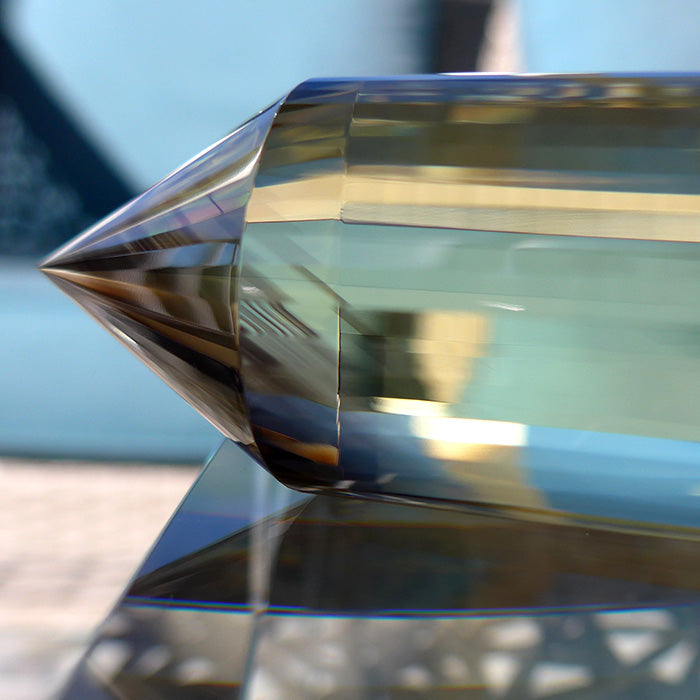 2X PRICE PLUNGE: Jumbo 48 Sided Phantom Citrine Vogel Wand by David Zhuang