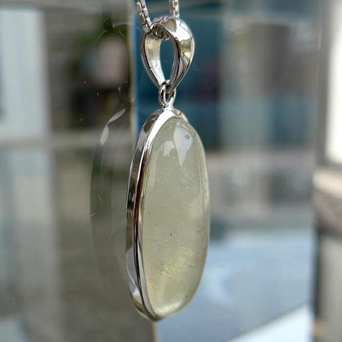 Elongated Oval Libyan Desert Glass Cabochon Pendant