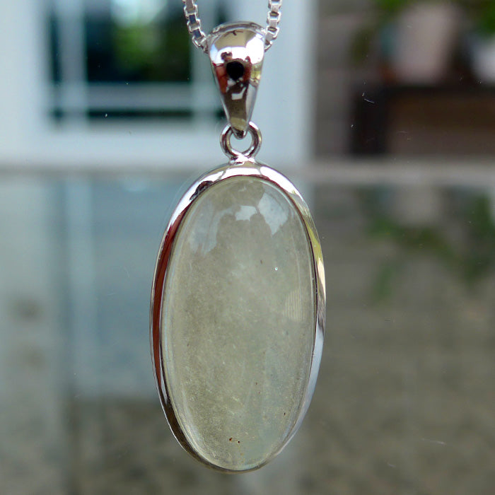 Elongated Oval Libyan Desert Glass Cabochon Pendant